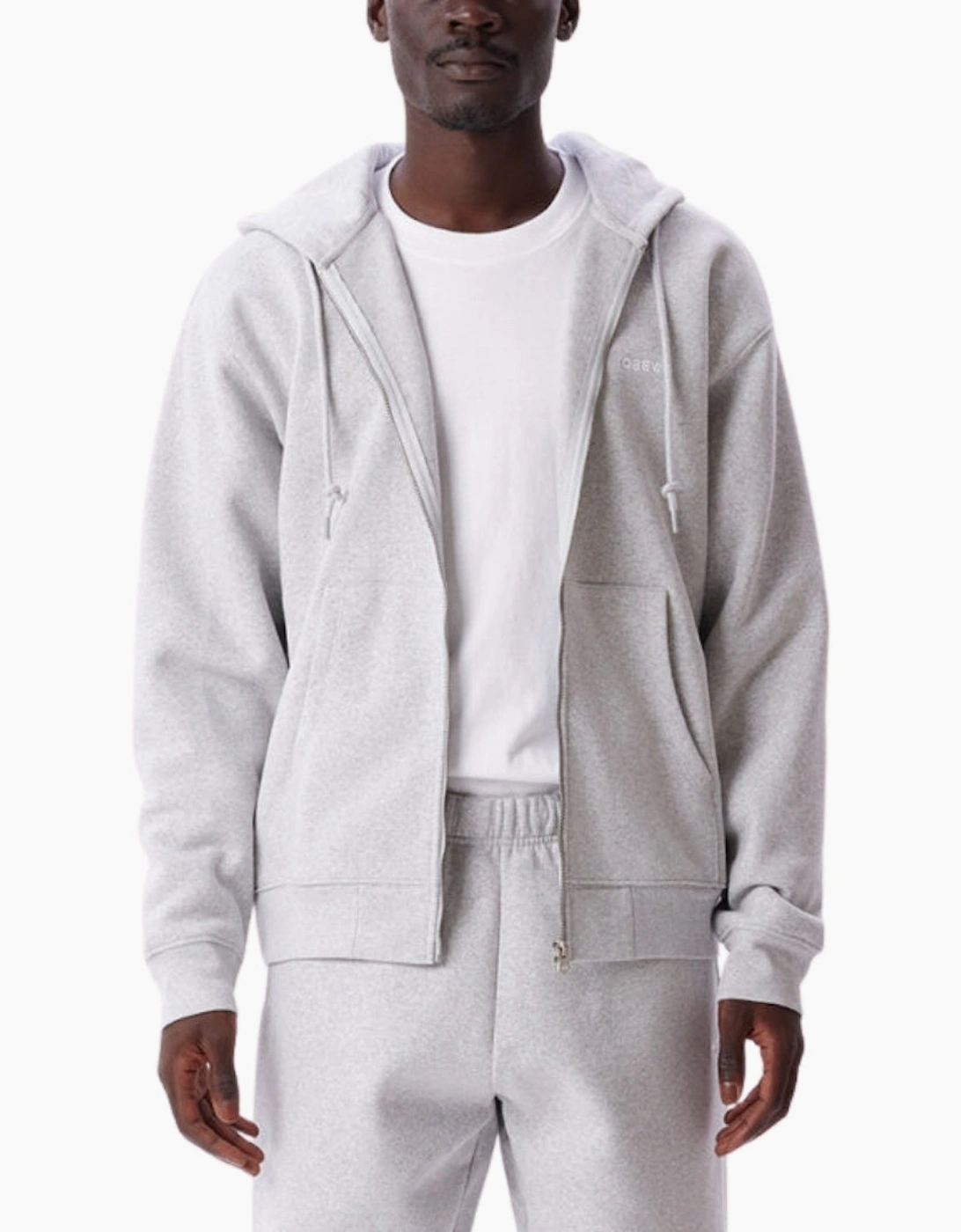 Obey Established Works Bold Zip Ash GREY Hoodie