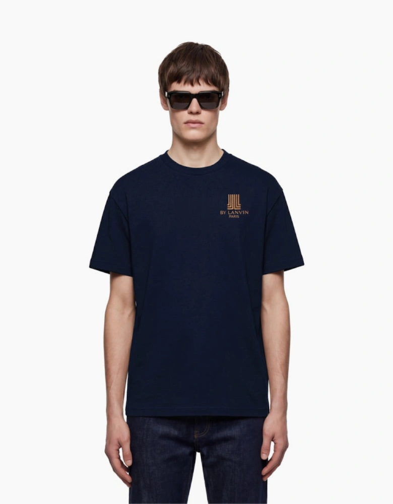 By Lanvin Paris Chest Logo Navy Blue T-Shirt