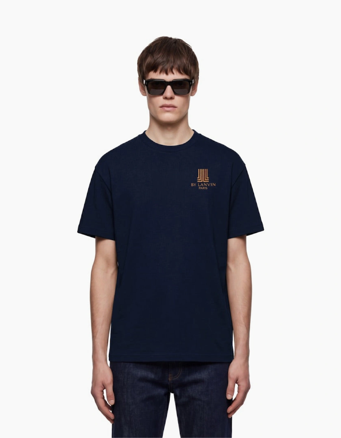By Lanvin Paris Chest Logo Navy Blue T-Shirt