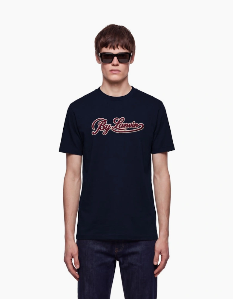 By Lanvin Script Logo Navy Blue T-Shirt