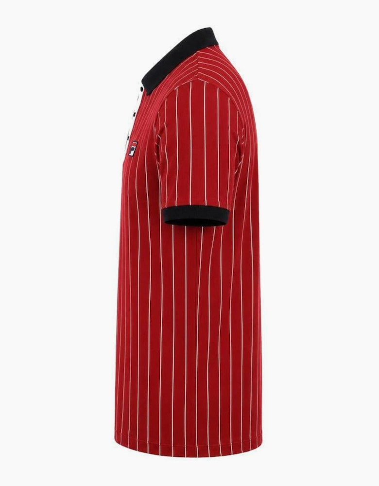 Fila BB1 Classic Striped Polo Shirt Sun Dried Tomato/Black/White