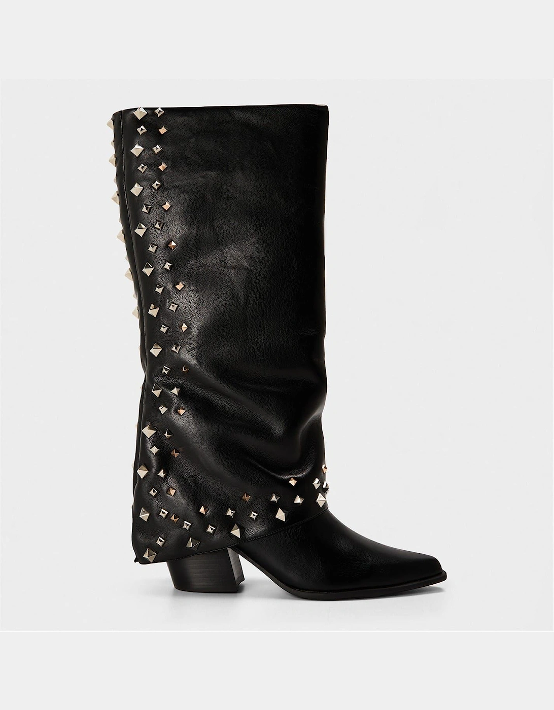 Cowboy Boots with Block Heel and Almond Toe