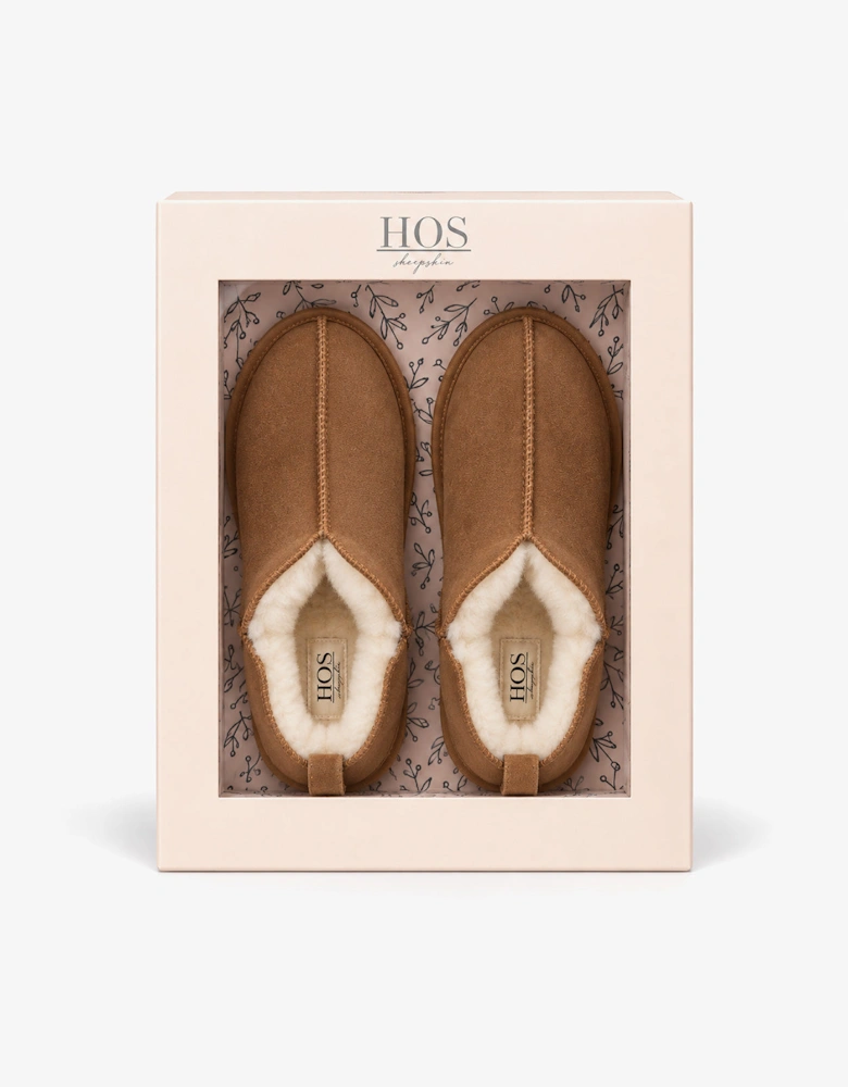 HOS Sheepskin TIA Womens Slipper Boots Chestnut