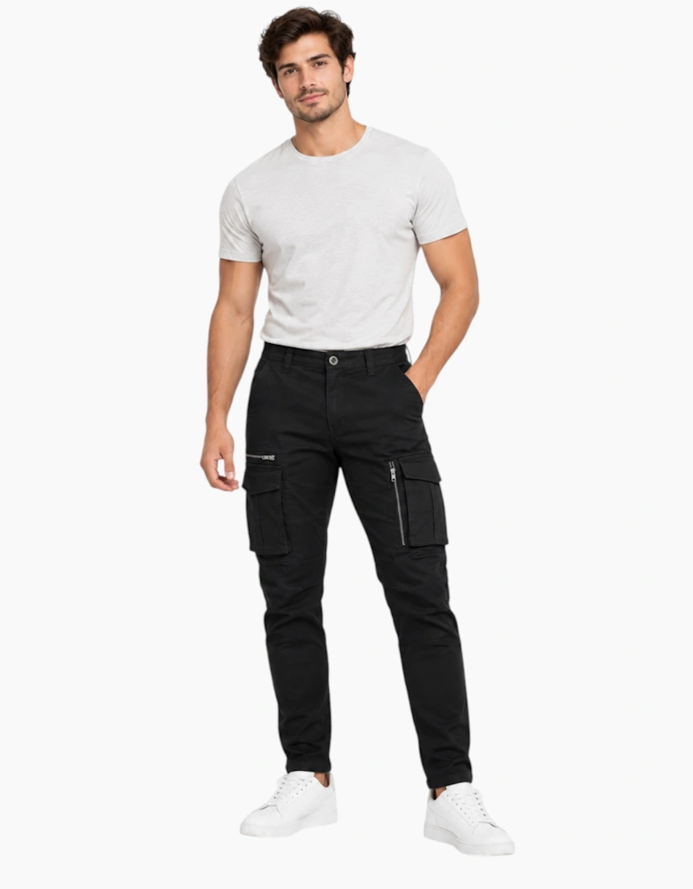 Mens Cargo Trousers Regular Fit Zip Pocket Work Pant
