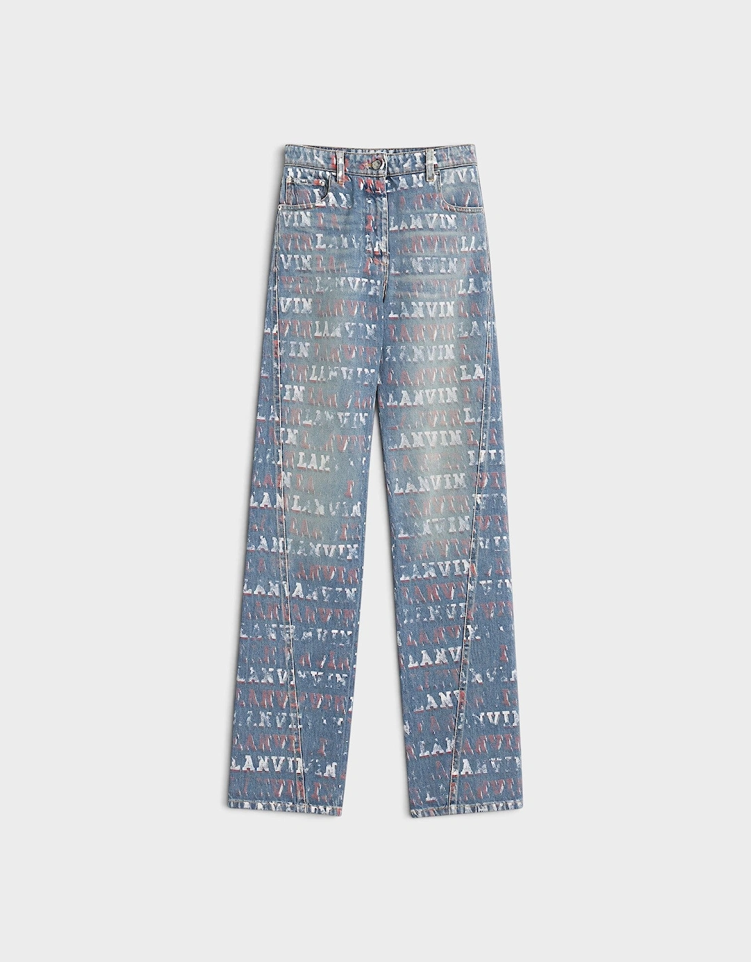 Lanvin Straight Fit Printed Pants Blue