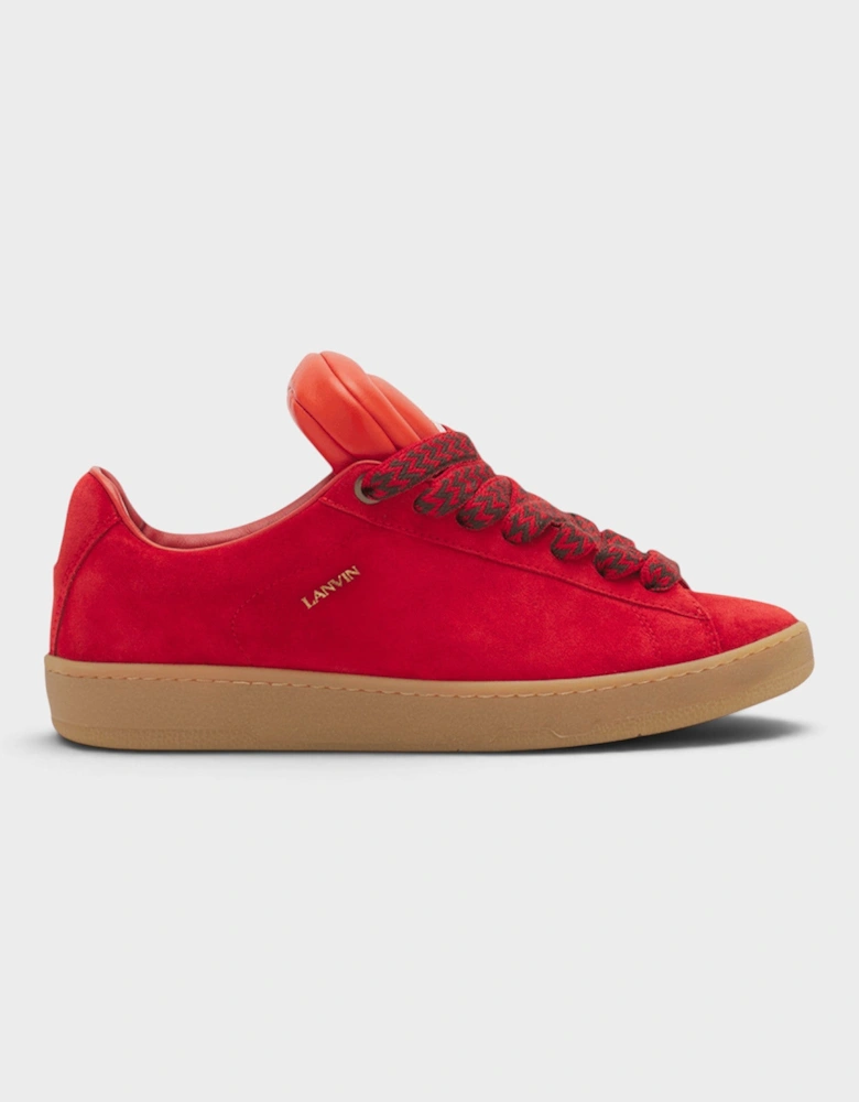 Lanvin Hyper Curb Sneakers Leather Suede Red