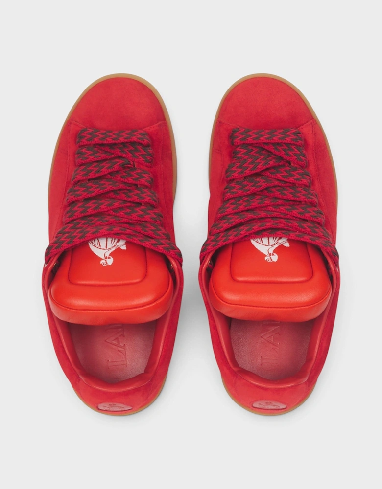 Lanvin Hyper Curb Sneakers Leather Suede Red
