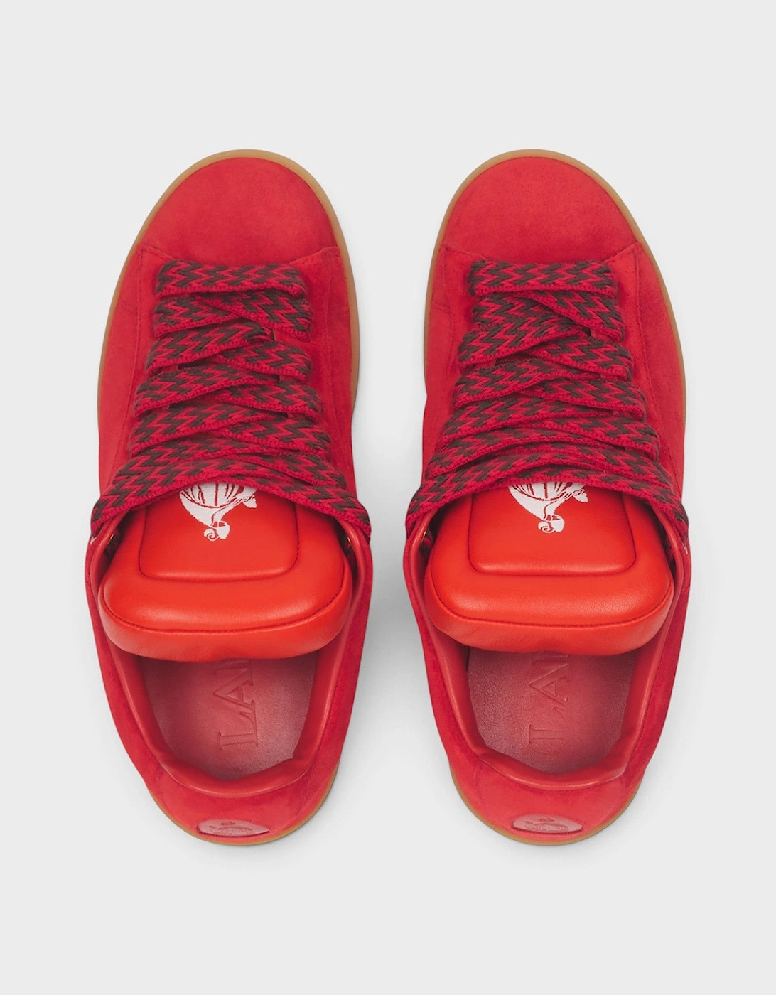 Lanvin Hyper Curb Sneakers Leather Suede Red