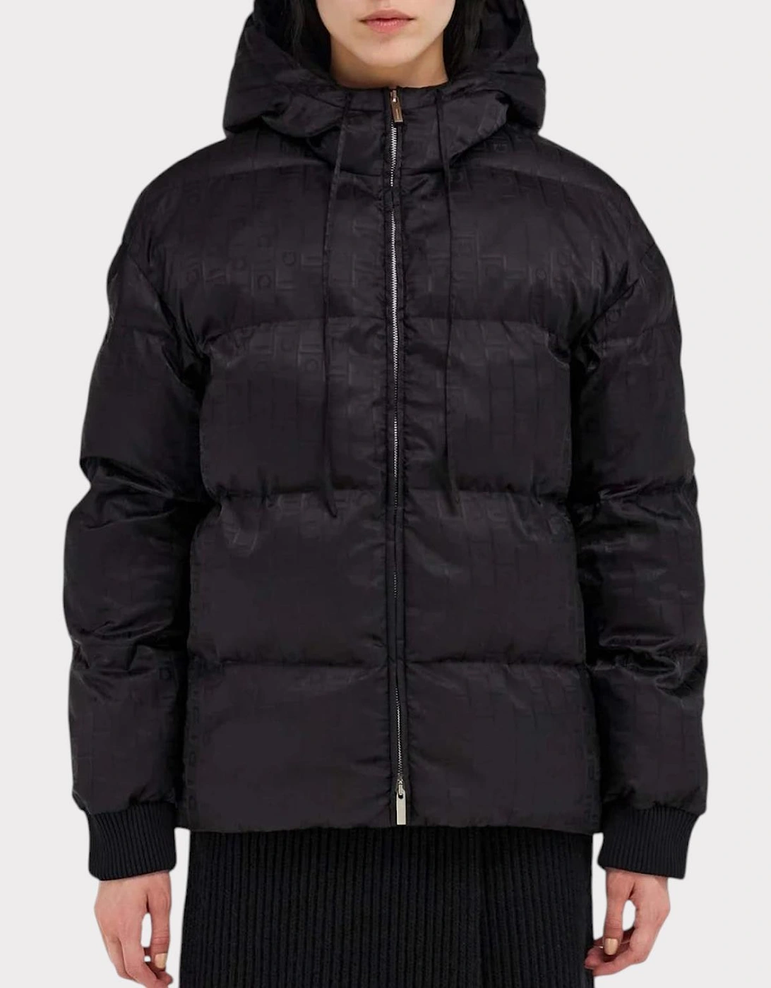 Monogram Jacquard Padded Jacket Black