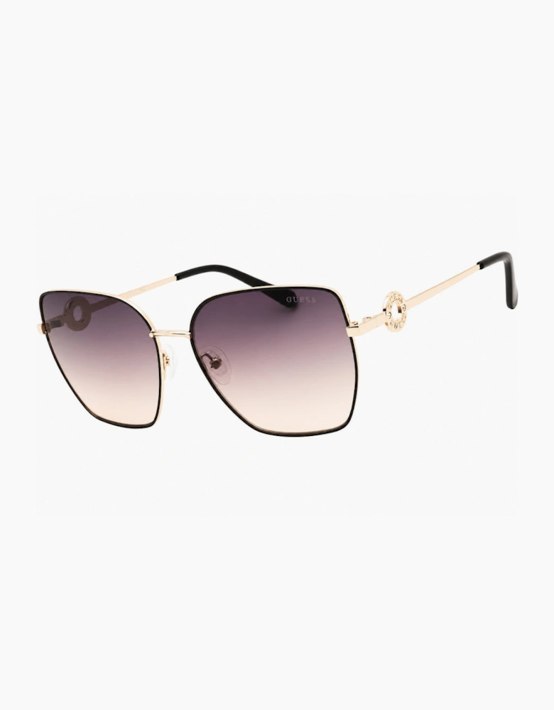 Guess Gold Frame Gradient Smoke Lens Rectangular Sunglasses