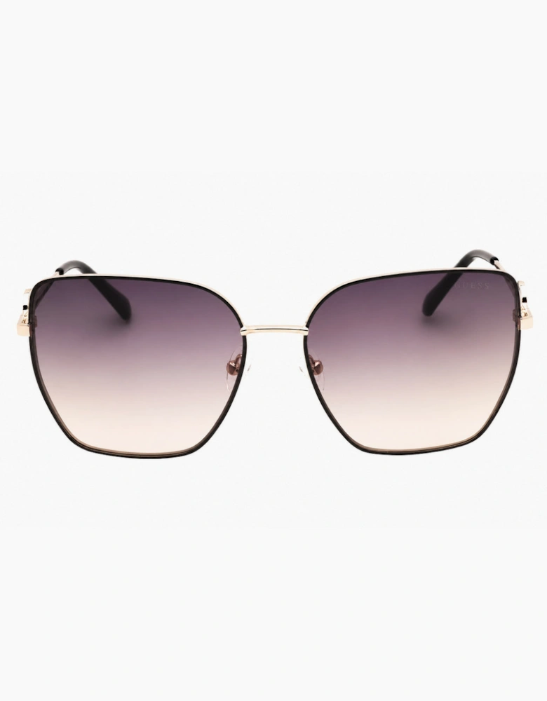 Guess Gold Frame Gradient Smoke Lens Rectangular Sunglasses