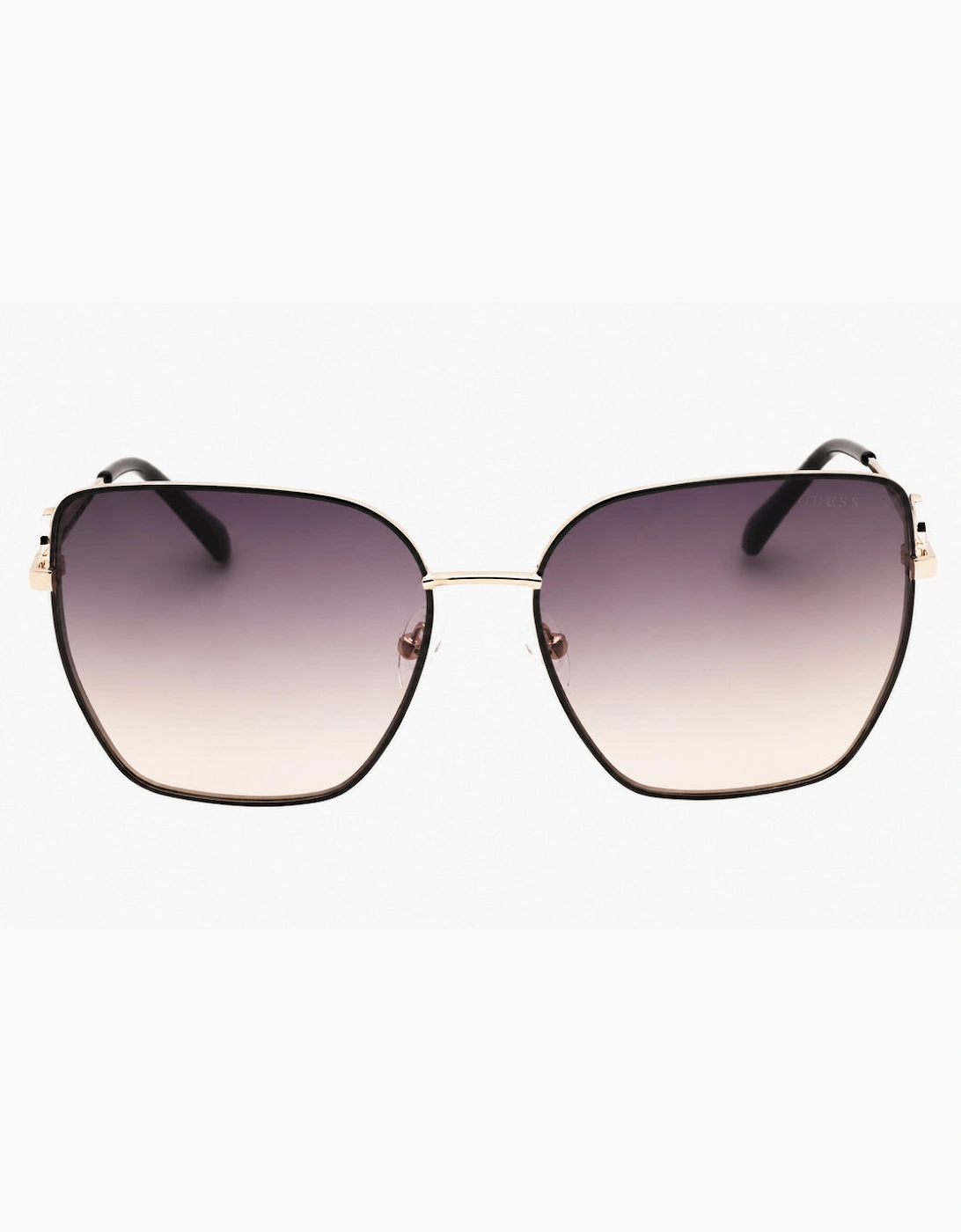 Guess Gold Frame Gradient Smoke Lens Rectangular Sunglasses