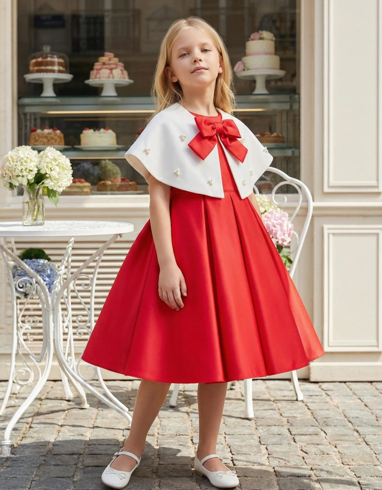 DRESS & Fleur Girls Dress and Bolero Set in Red