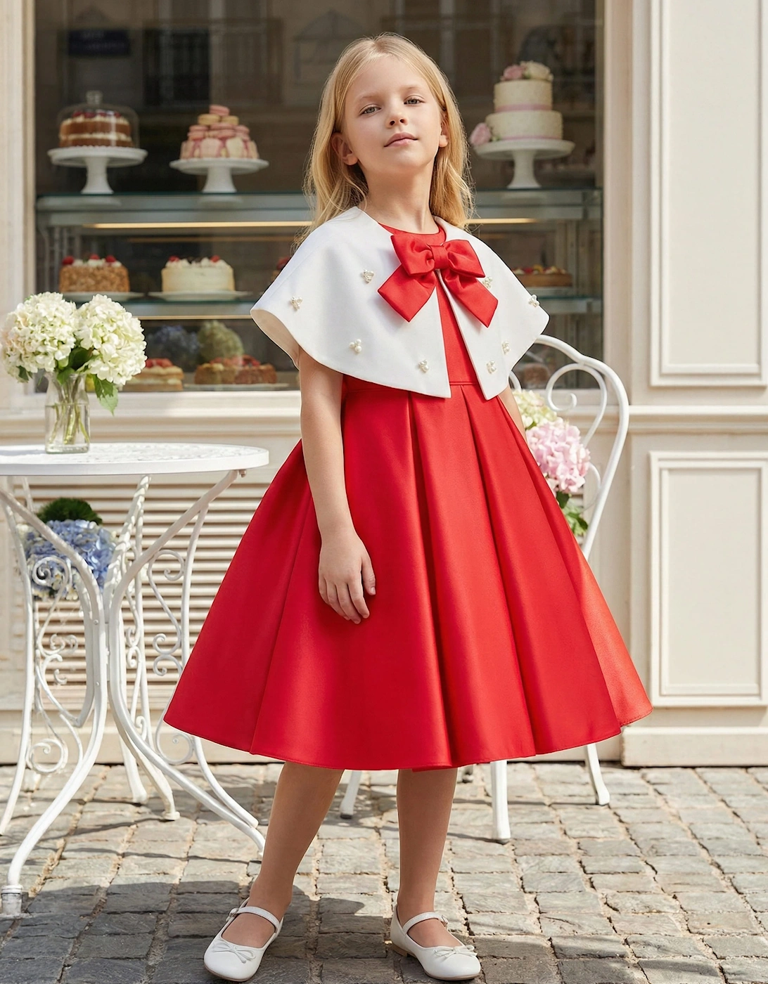 DRESS & Fleur Girls Dress and Bolero Set in Red
