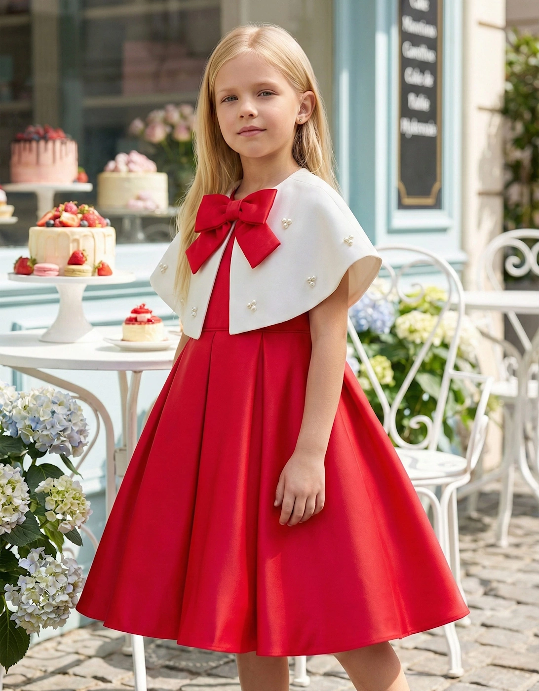 DRESS & Fleur Girls Dress and Bolero Set in Red