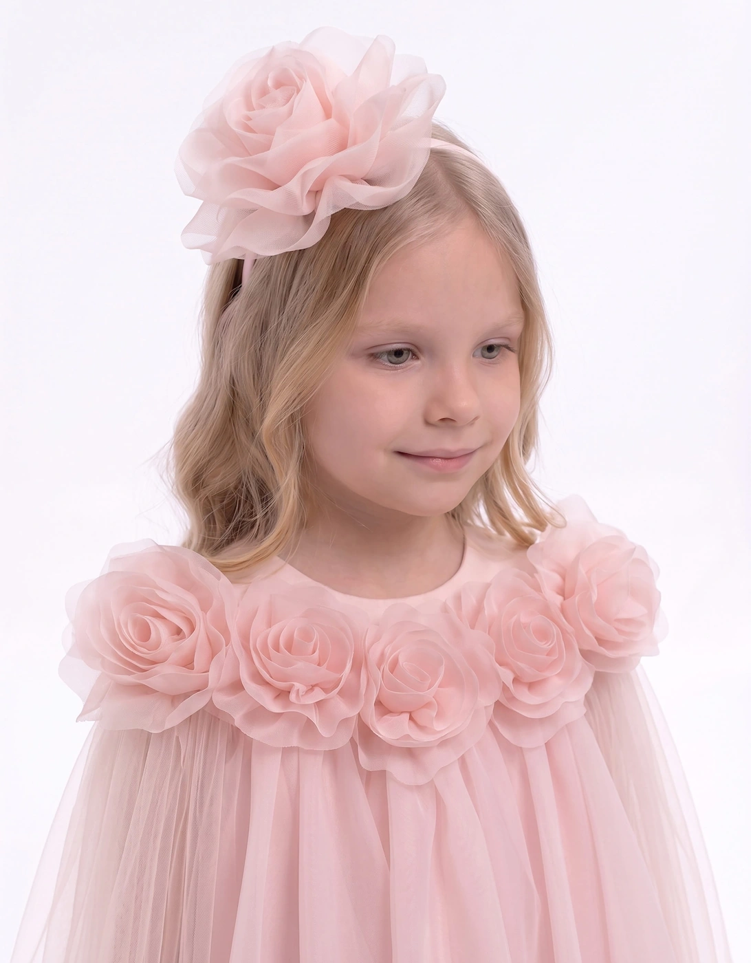 DRESS & Fleur Girls Chiffon Dress and Cape with Headband in Pink