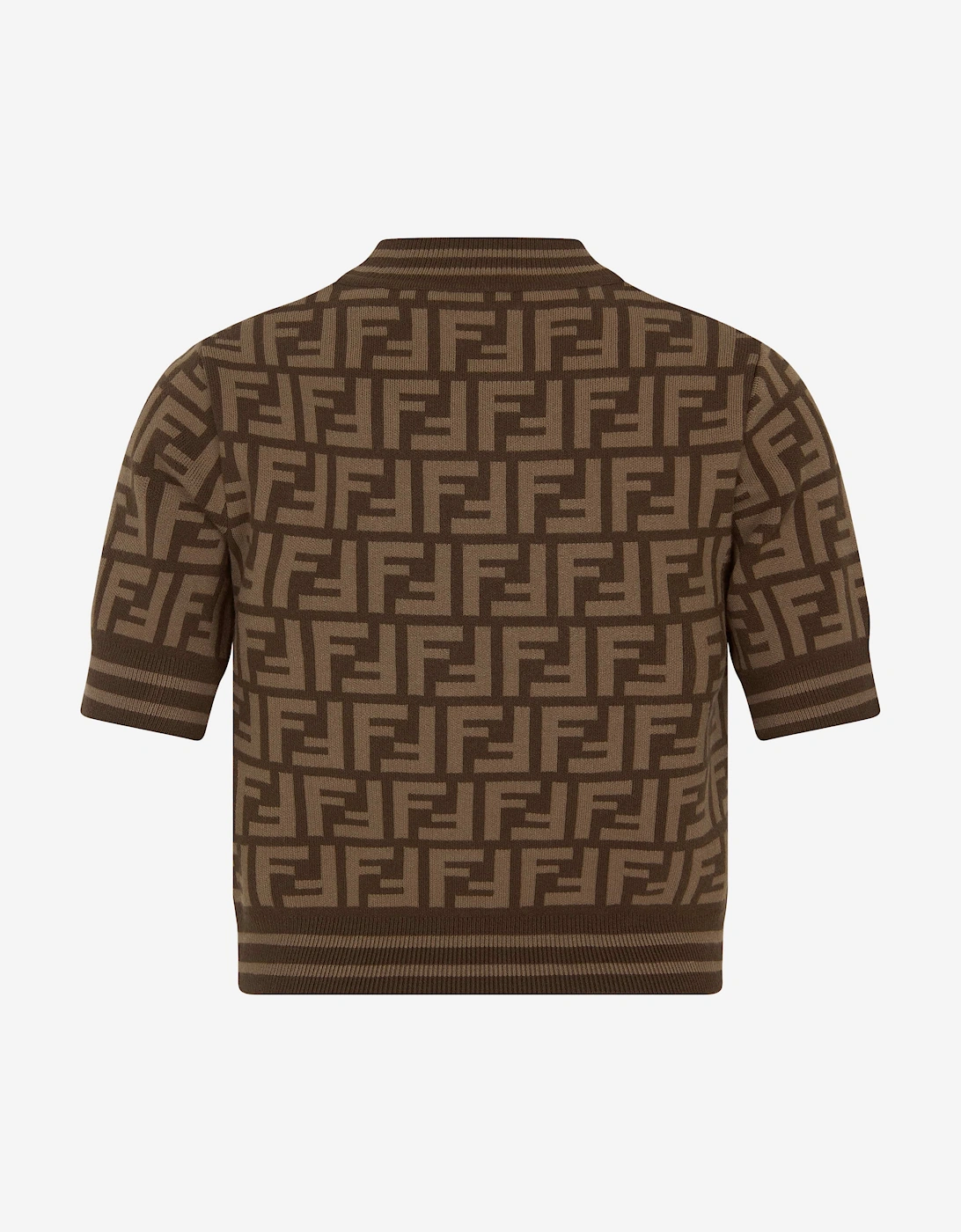 Fendi Girls FF Logo Knitted Top in Brown