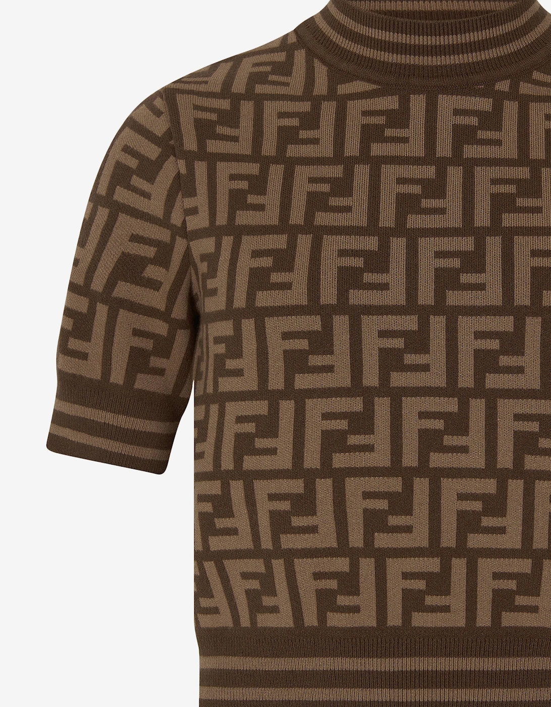 Fendi Girls FF Logo Knitted Top in Brown