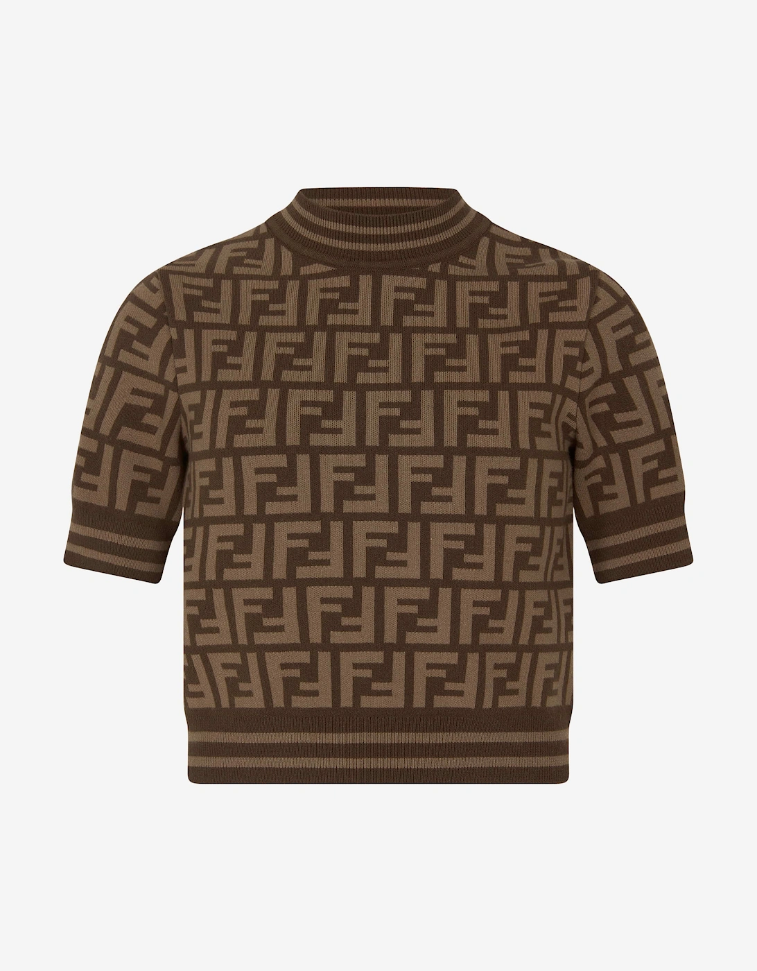 Fendi Girls FF Logo Knitted Top in Brown