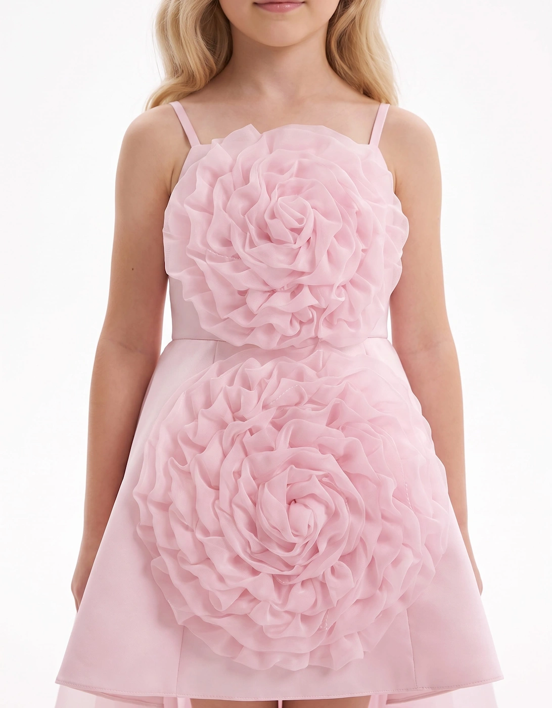 DRESS & Fleur Girls Embellished Tulle Dress with Long Train in Pink