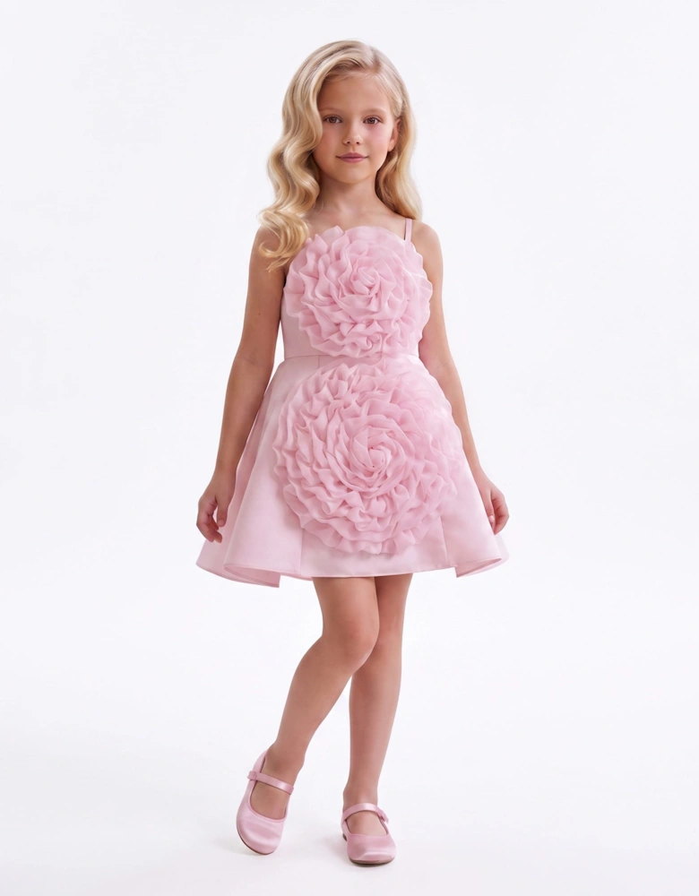 DRESS & Fleur Girls Embellished Tulle Dress with Long Train in Pink