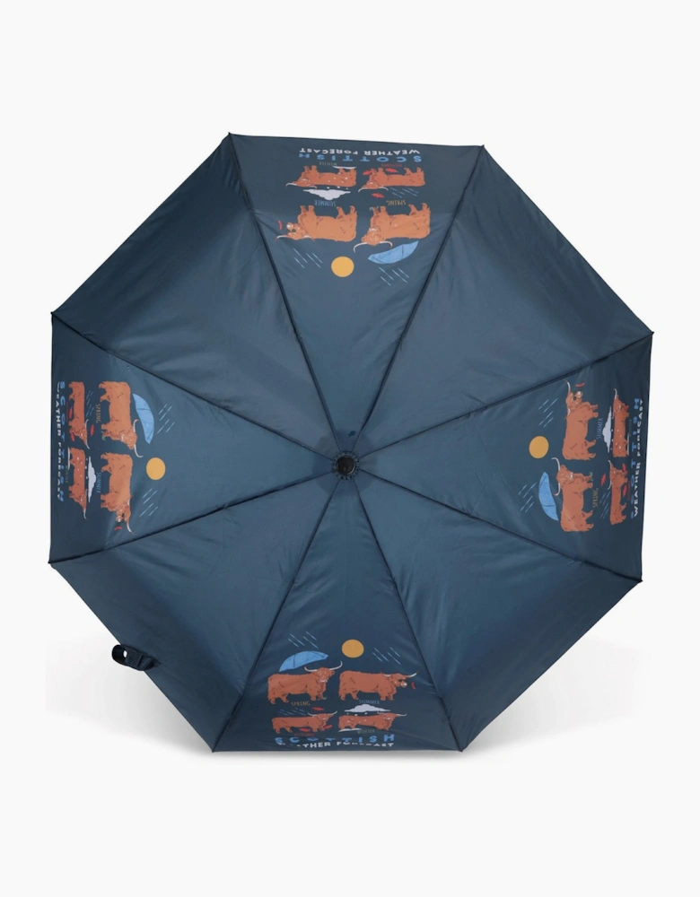 Mountain Warehouse Scottish Weather Forecast Highland Cow Folding Umbrella