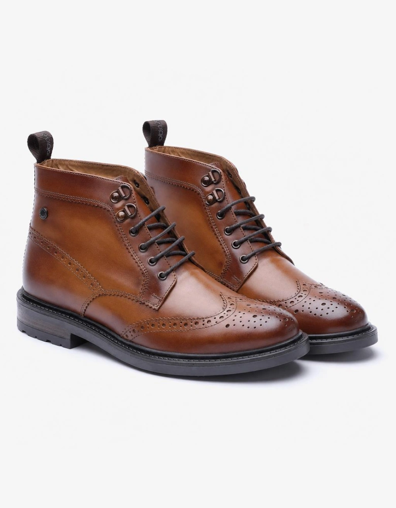 Base London FOSTER TOE CAP BOOT Mens Ankle Boots Tan