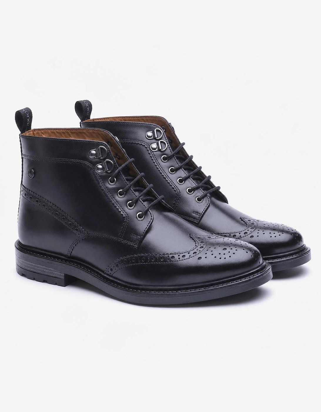 Base London FOSTER TOE CAP BOOT Mens Ankle Boots Black