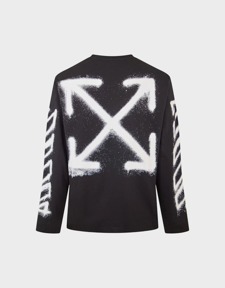 Spray Arrow Long Sleeve T Shirt Black