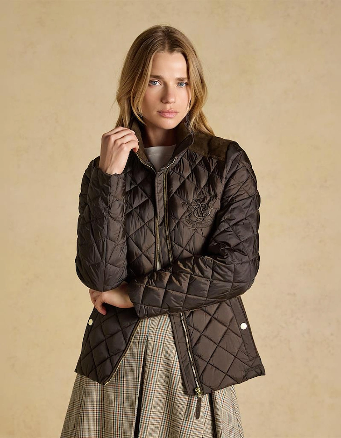 Joules BRAEMAR LUXE Womens Quilted Jackets Chocolate Brown