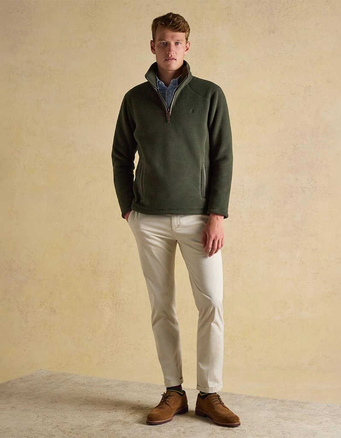 Joules HERITAGE 1/4 ZIP Mens Fleece Top Dark Green