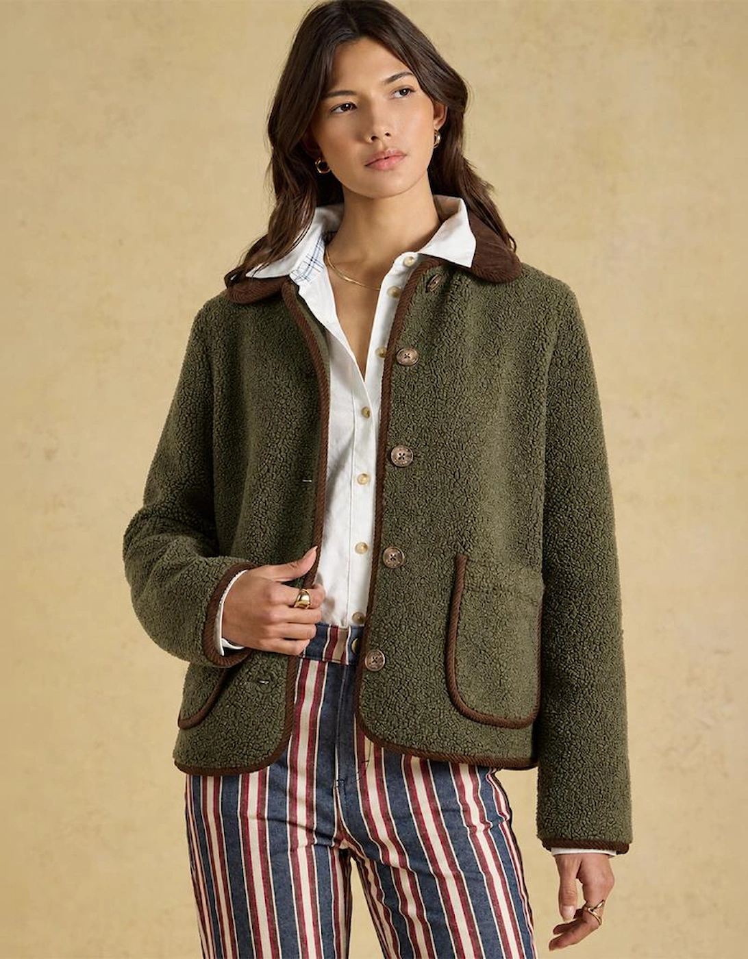 Joules SADIE SHORT Womens Track Jackets Khaki Green