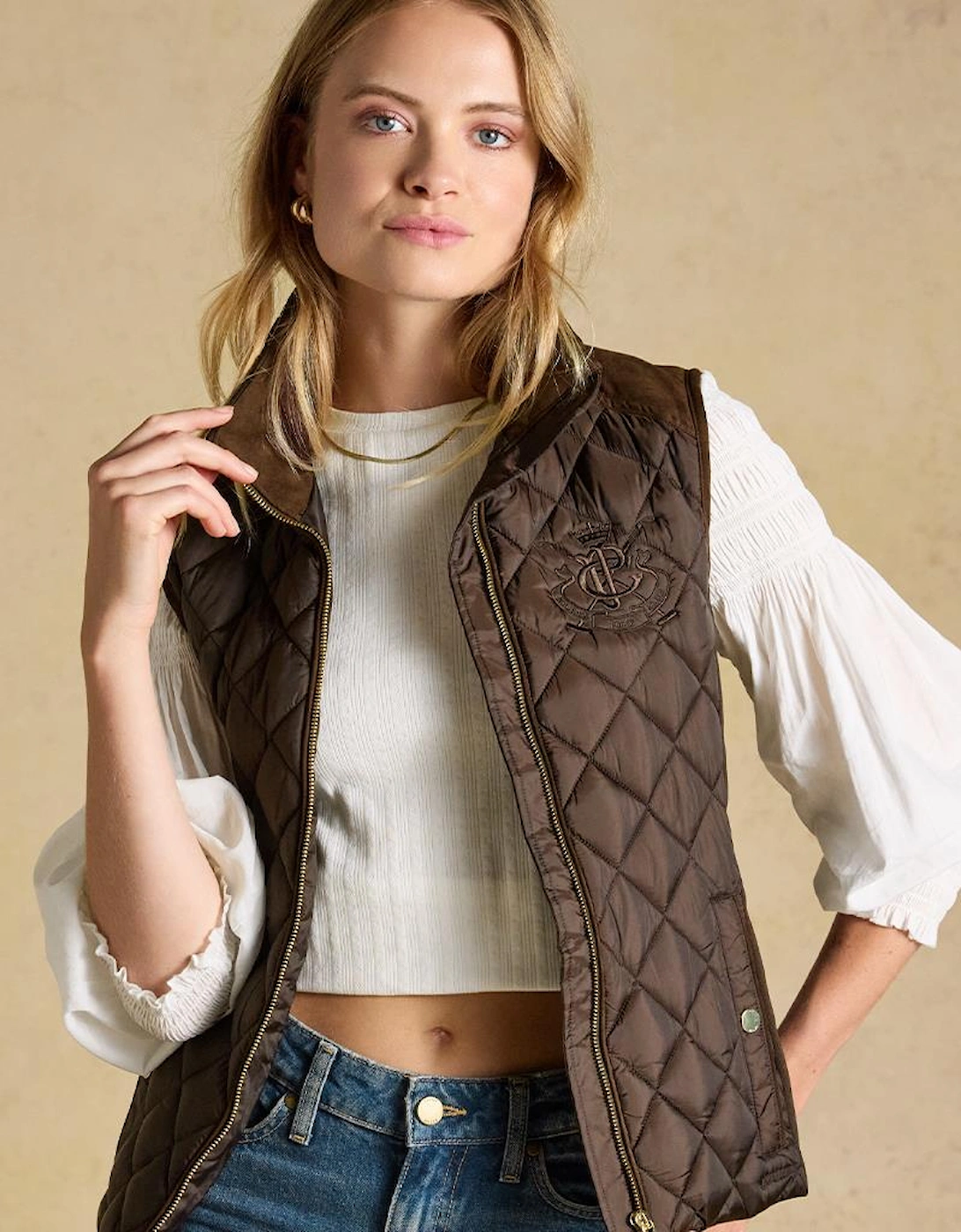Joules BRAEMAR LUXE Womens Gilets Chocolate Brown