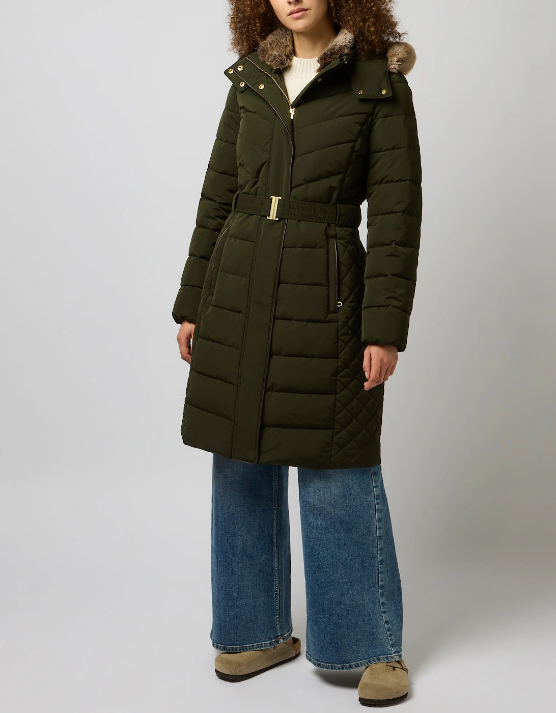 Joules ASPEN LONG Womens Longline Jackets Dark Green
