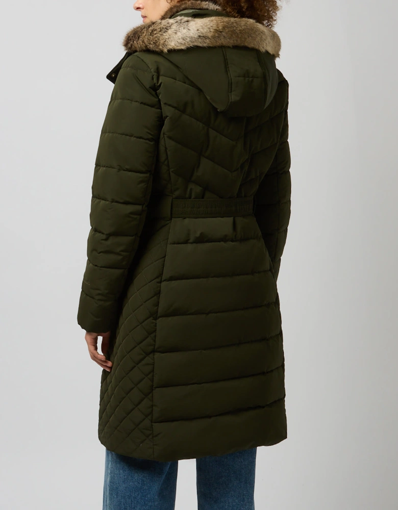 Joules ASPEN LONG Womens Longline Jackets Dark Green
