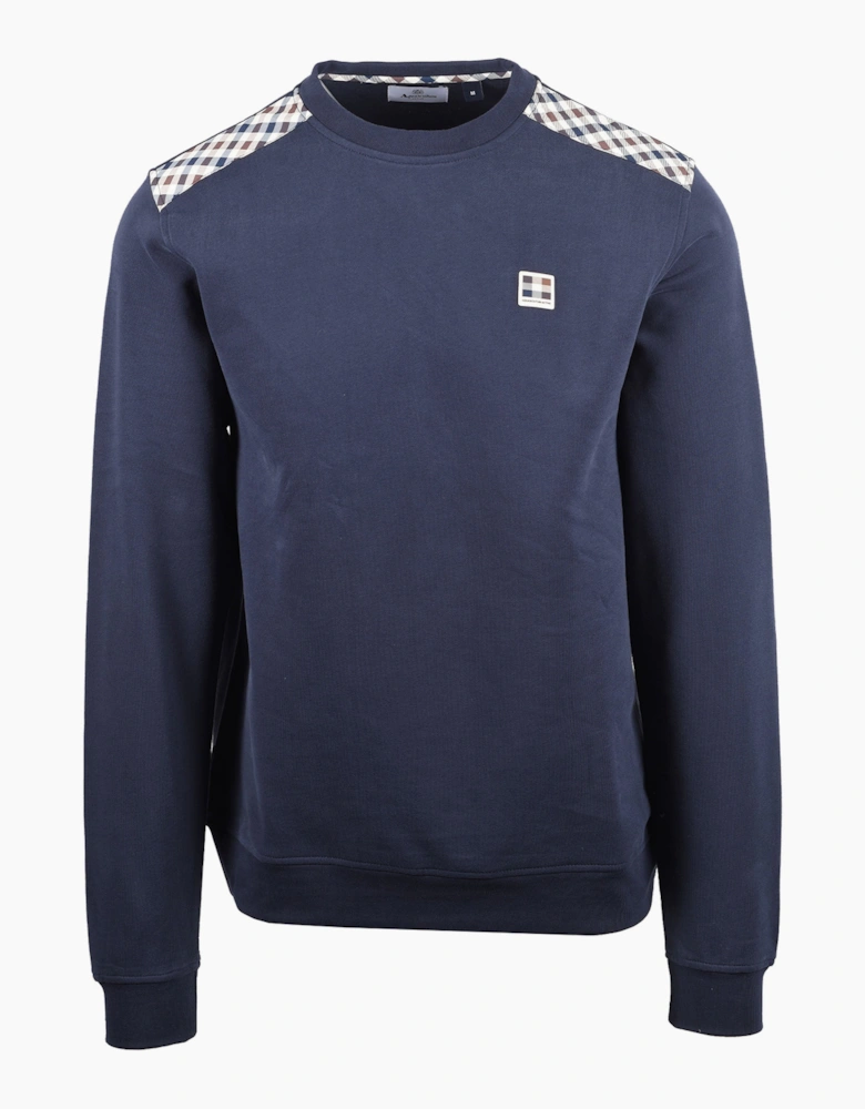 AQUASCUTUM SHOULDER FLEECE CREWNECK NAVY
