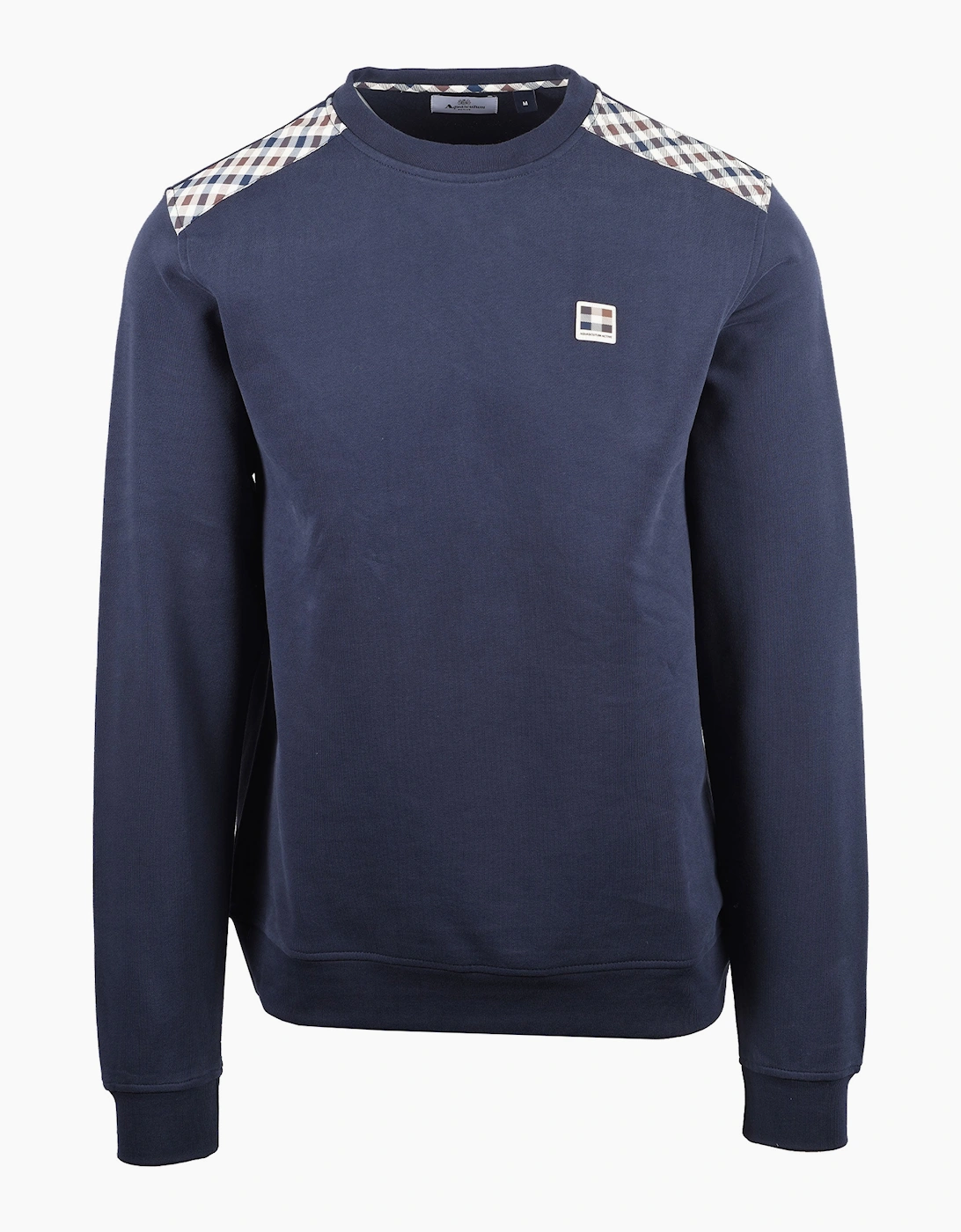 AQUASCUTUM SHOULDER FLEECE CREWNECK NAVY