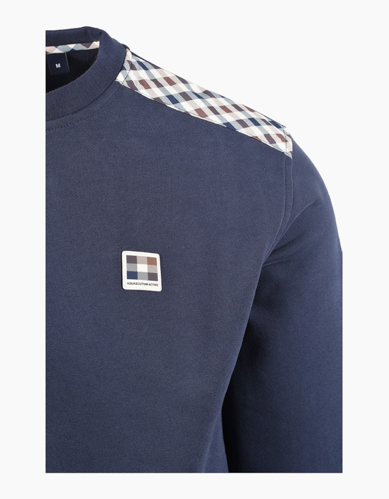 AQUASCUTUM SHOULDER FLEECE CREWNECK NAVY