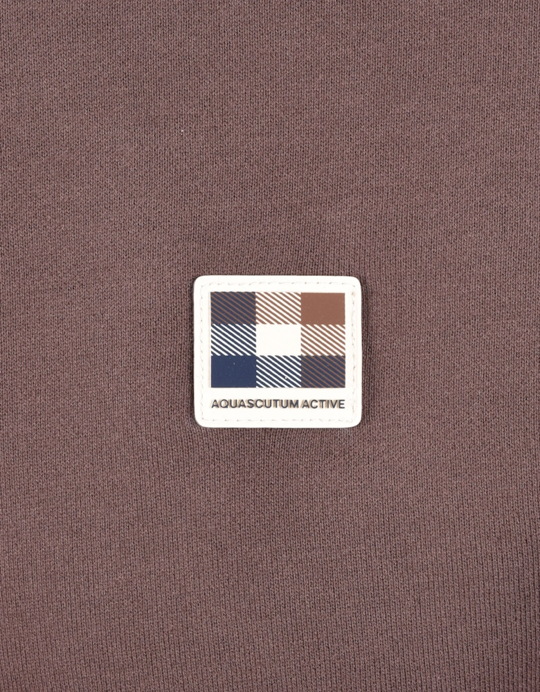 AQUASCUTUM SHOULDER FLEECE CREWNECK CHOCOLATE