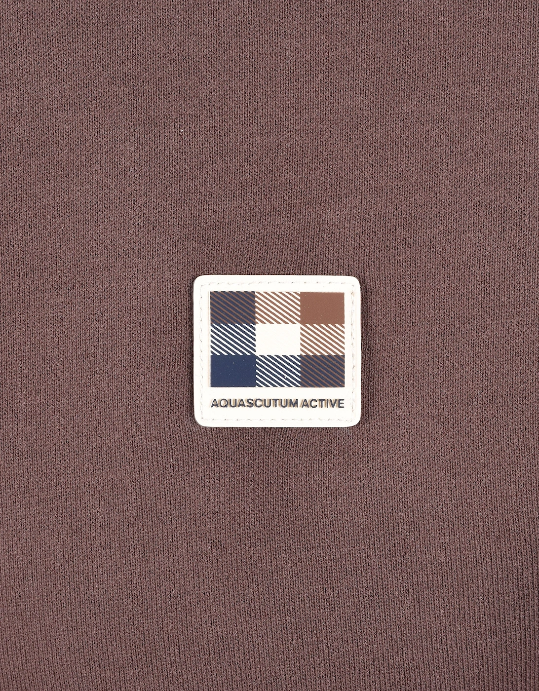 AQUASCUTUM SHOULDER FLEECE CREWNECK CHOCOLATE