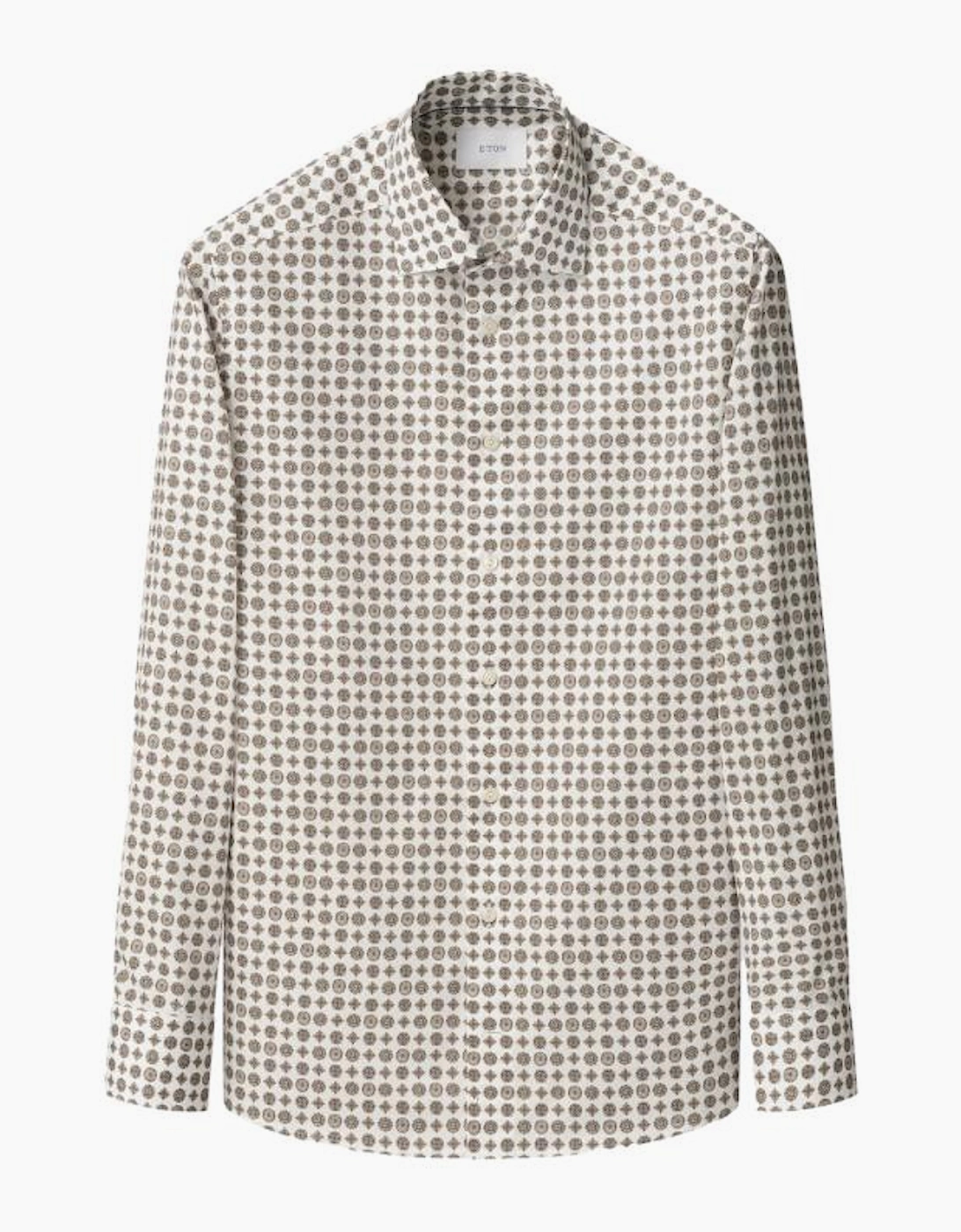 Eton Slim Geometric signature Twill Shirt 35 Brown