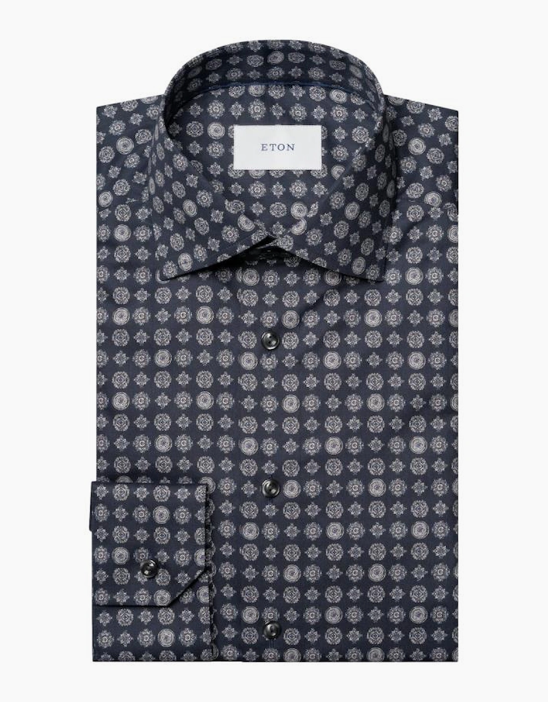 Eton Slim Geometric signature Twill Shirt 28 Navy
