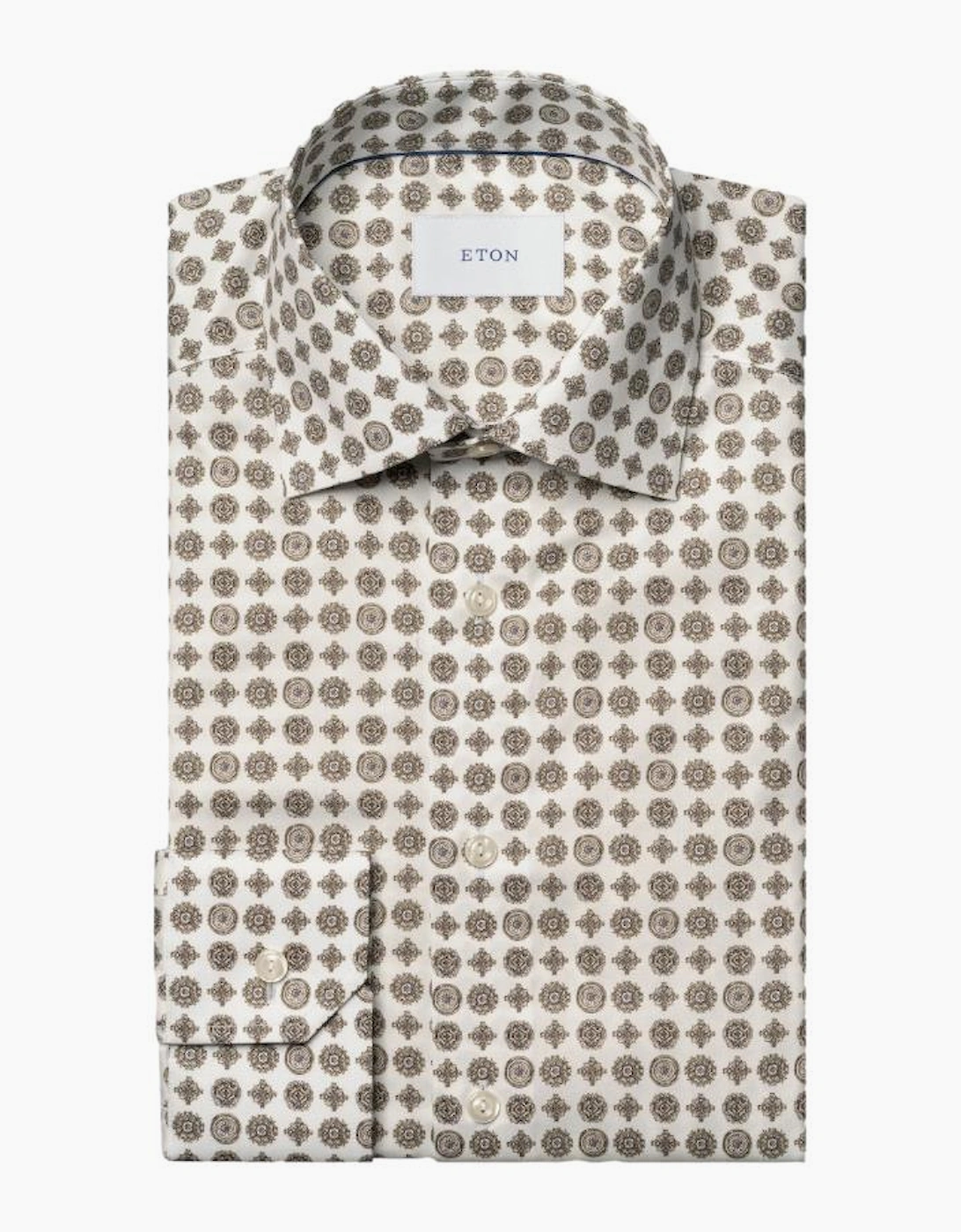 Eton Slim Geometric signature Twill Shirt 35 Brown