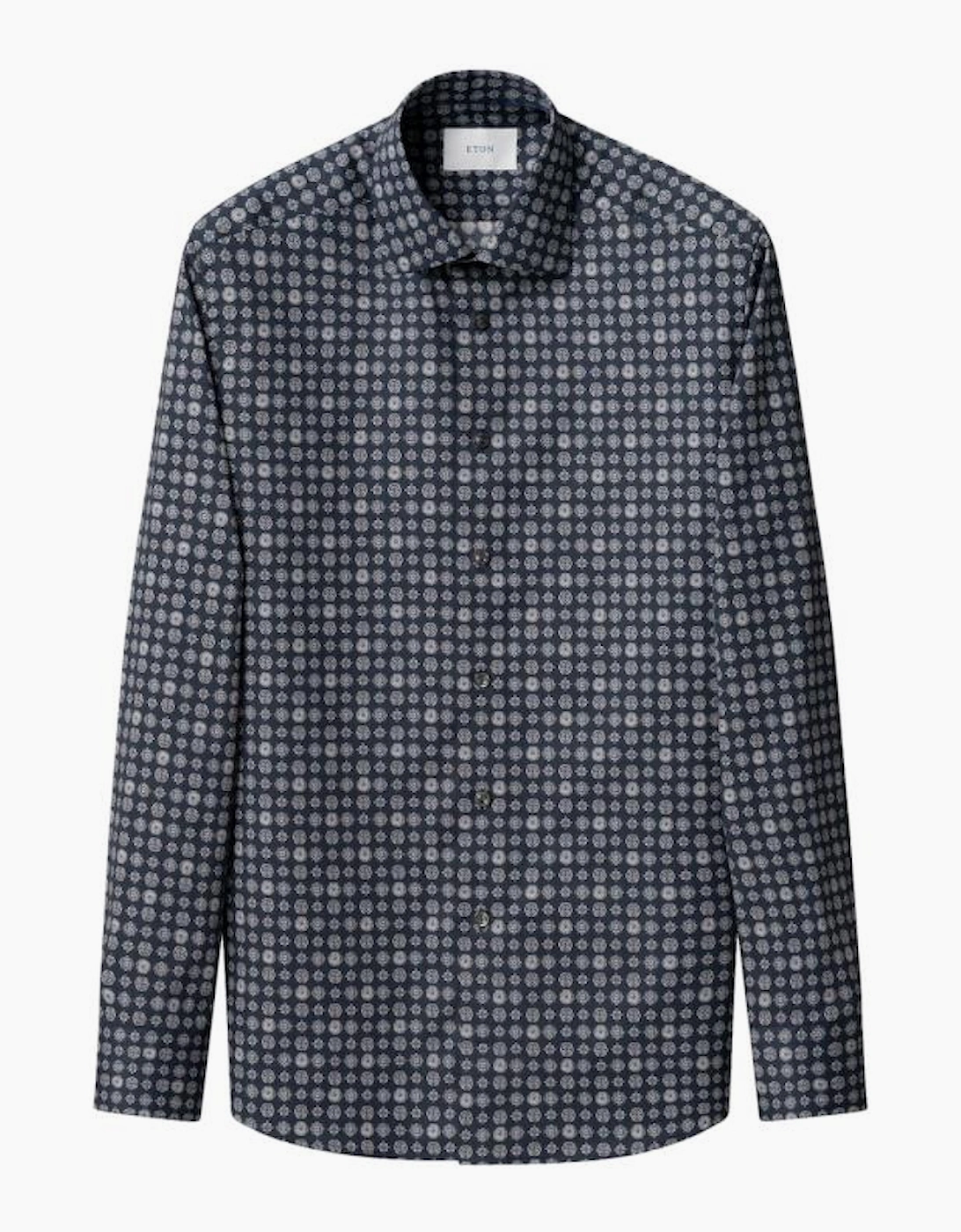 Eton Slim Geometric signature Twill Shirt 28 Navy