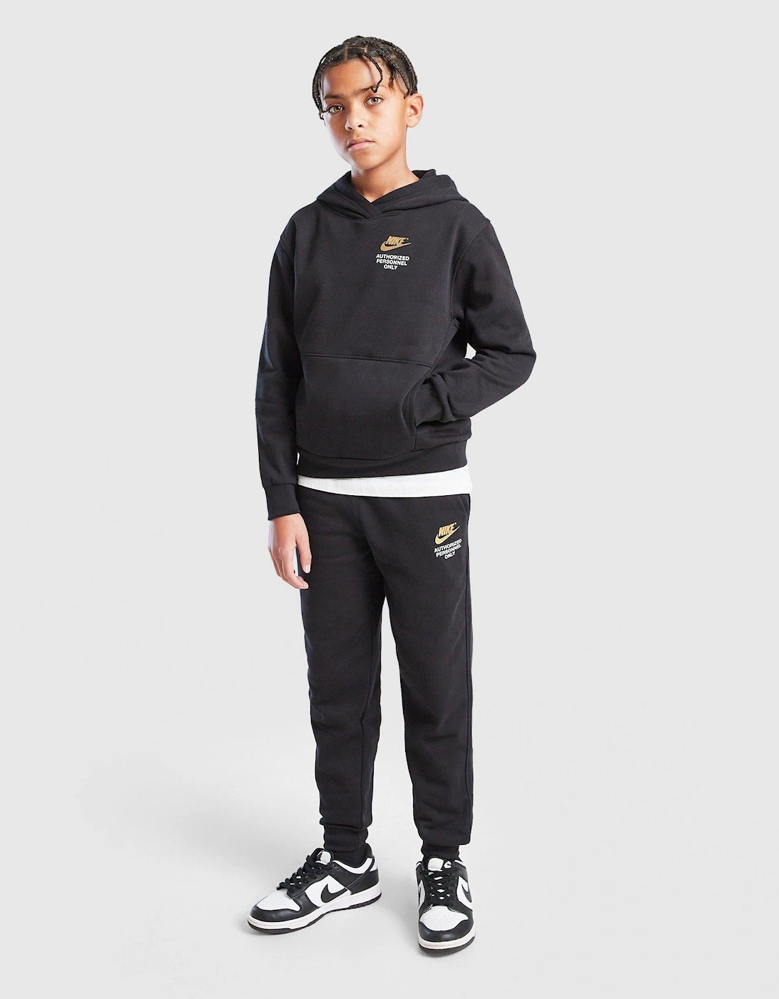 Nike Hooded Junior Tracksuit 'Authorised Personnel Only' Black