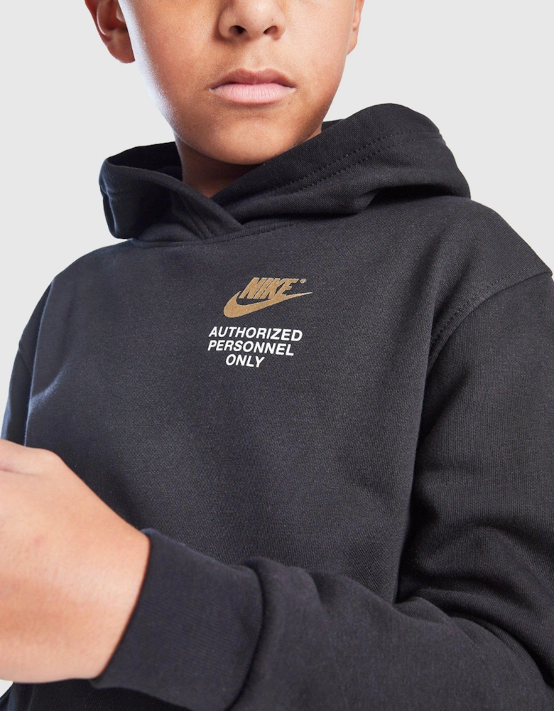 Nike Hooded Junior Tracksuit 'Authorised Personnel Only' Black