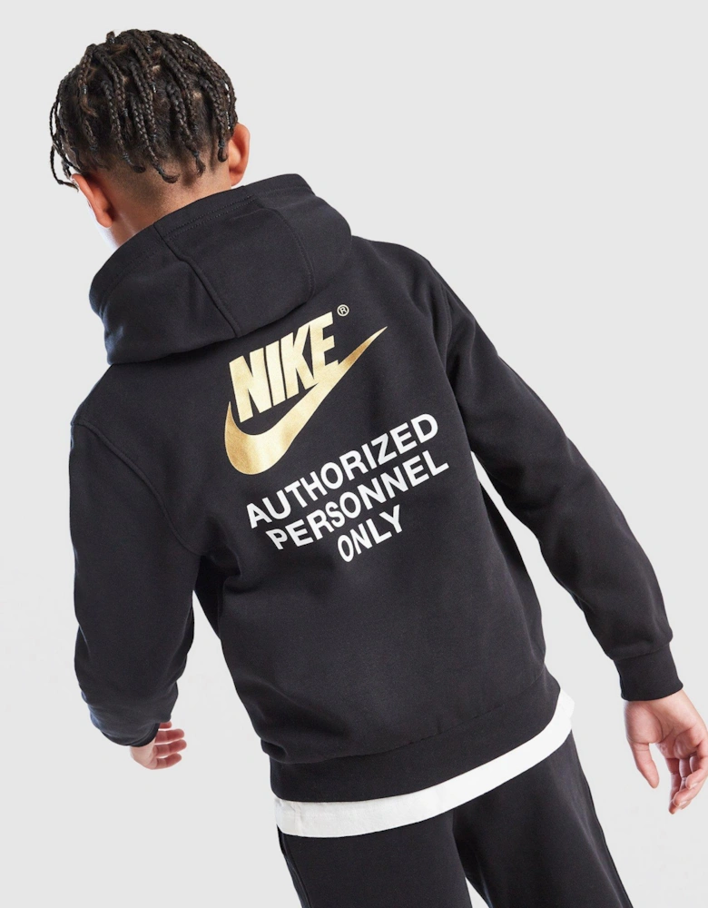 Nike Hooded Junior Tracksuit 'Authorised Personnel Only' Black