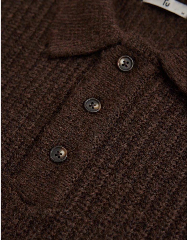 Mens Sweat Wool Blend Long Sleeve Polo Regular Fit Jumper Chunky Knitted Sweater