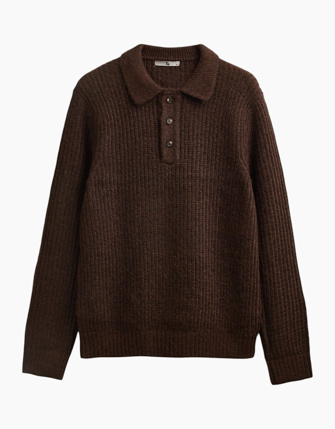 Mens Sweat Wool Blend Long Sleeve Polo Regular Fit Jumper Chunky Knitted Sweater