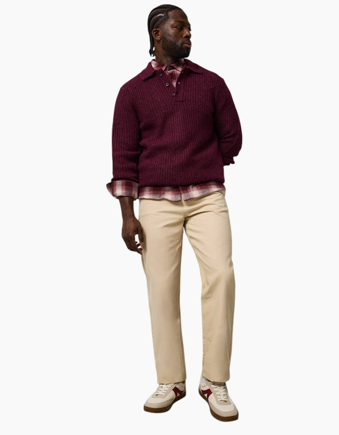 Mens Sweat Wool Blend Long Sleeve Polo Regular Fit Jumper Chunky Knitted Sweater